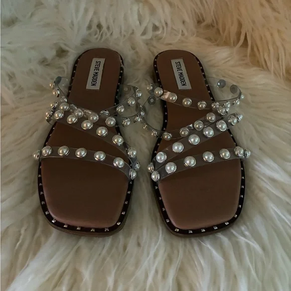 Steve Madden Shoes Steve Madden Skyler Clear Pearl Embellished